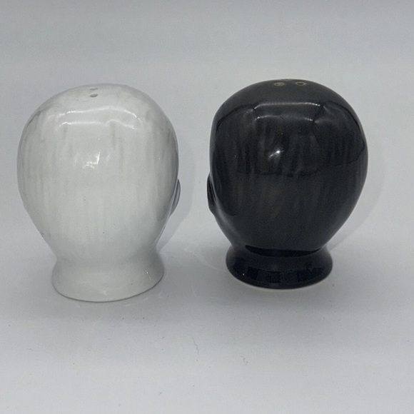 Baby Doll Head Salt & Pepper Shakers Gray White Accoutrements creepy goth decor - Picture 3 of 8